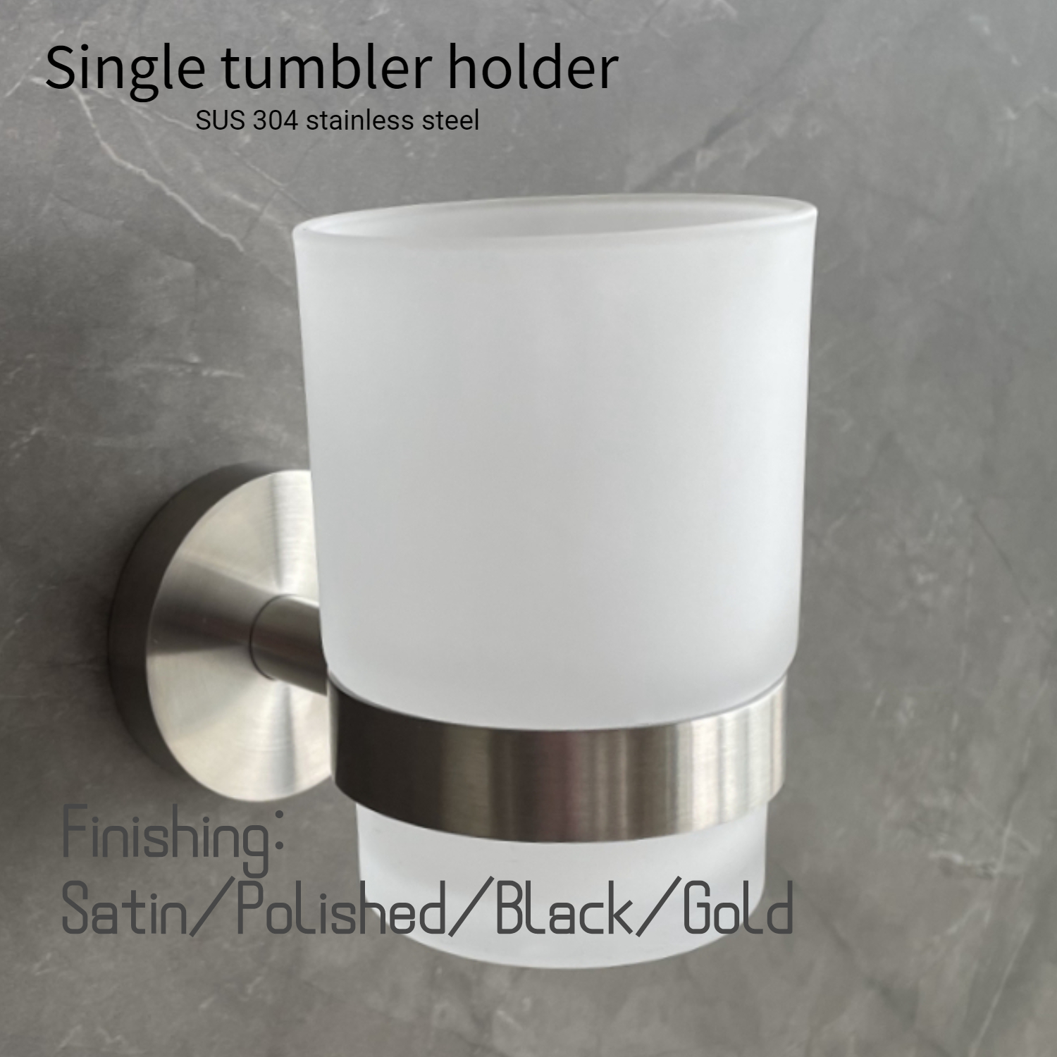 Gray Satin Bathroom Cup Holder Luxury SUS304 Polished Nickel Toothbrush Holder