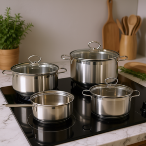 Manhattan Stainless Steel <b>Cookware</b> <b>Set</b> 4 Pieces With Lids For Stovetop Cooking - Product Image 3