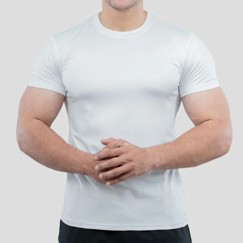 Séchage rapide respirant vêtements d'entraînement Compression serré Action Gym Sport col rond à manches courtes hommes chemise pour la course