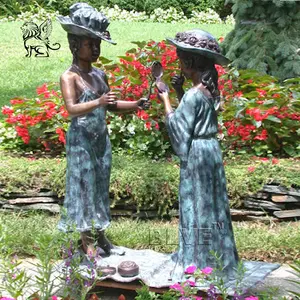 BLVE Outdoor Decorative Life Size Western Style Casting Copper Children Statue Bronze Brass Girl Sculpture