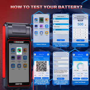 เครื่องทดสอบแบตเตอรี่ CCA SOC SOH หน้าจอสัมผัส <span class=keywords><strong>5</strong></span>.<span class=keywords><strong>5</strong></span> นิ้ว พร้อมเครื่องพิมพ์ KONNWEI KW750 สำหรับแบตเตอรี่รถยนต์ รถจักรยานยนต์ รถบรรทุก เรือ 6/12/24V - Product Image 4