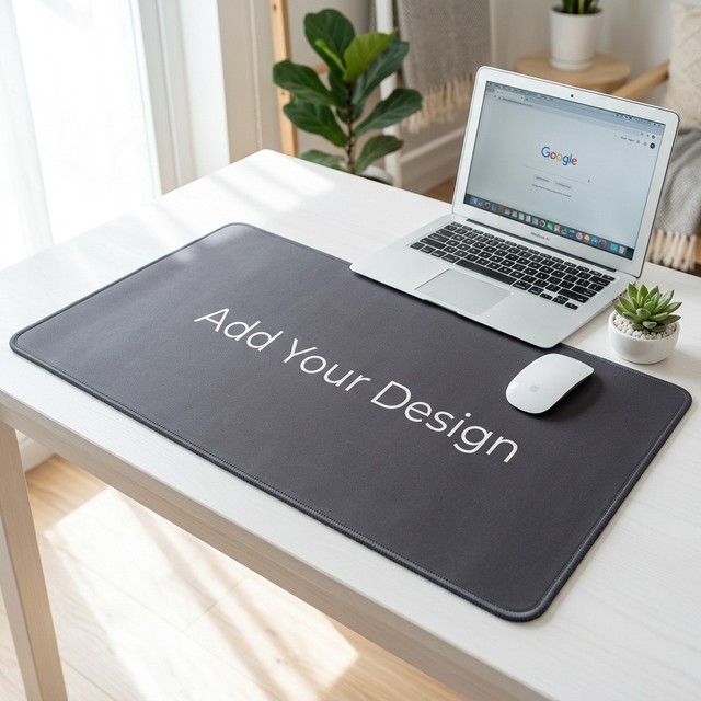 Business Gift Desk Mat Custom Logo Natural Rubber Anti-slip Fabric Stitched Edge XXL Extended Table Protector Mousepad