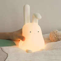 Veilleuse en silicone pour enfants mignons avec support pour téléphone portable à commande tactile LED Design lapin blanc