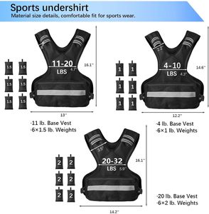 Gilet lesté réglable en tissu composite respirant et durable, capacité 64-160 oz, pour entraînement cardio, musculation, course à pied et exercices - Product Image 6