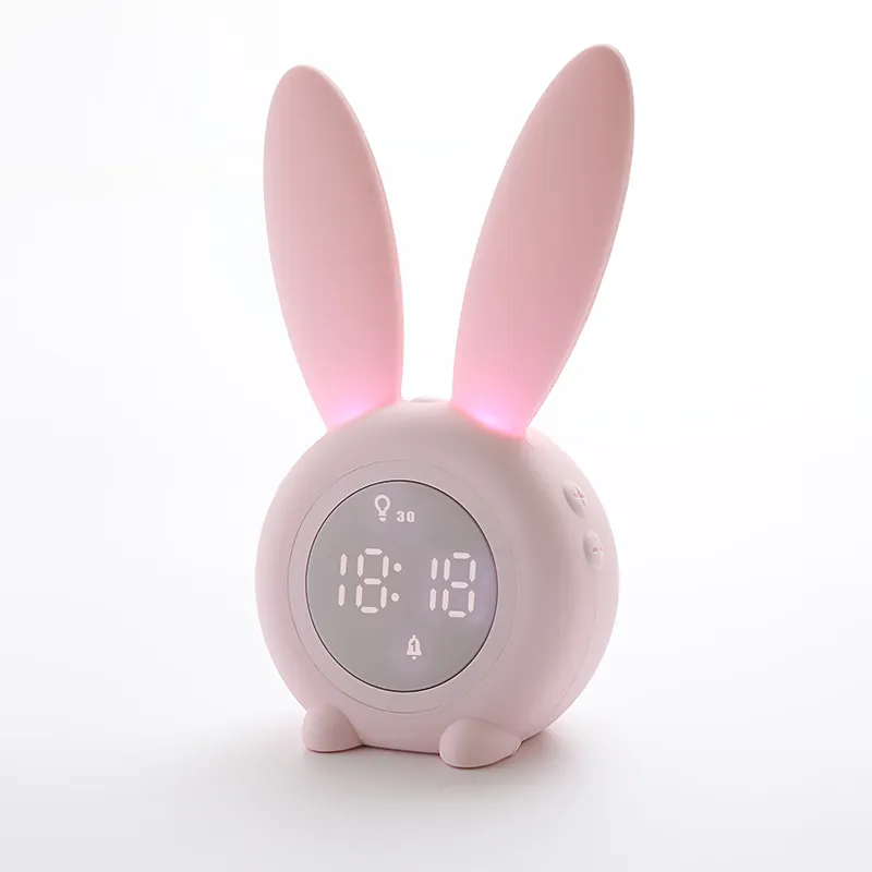 Horloge de noël en forme de lapin pour enfants, dresseur du sommeil avec étagère de salle de bain, réveil, veilleuse