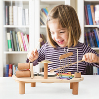 Children's Early Educational Wooden Music Table Multi-functional Xylophone Drum Percussion Instrument Toy Station Easy Assembly