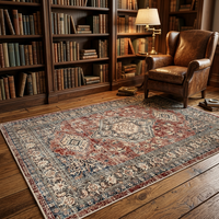 Tapis persan vintage antidérapant, lavable, résistant à l'usure, tapis de sol doux pour salon, chambre, entrée, décoration intérieure