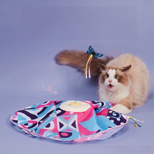 스마트 자동 회전 현대식 만화 고양이 장난감 전동 회전판 스틱 장수명 모터 모션 활성화 - Product Image 1