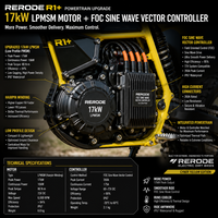 Moto électrique tout-terrain rapide RERODE R1+ 17000W 72V avec pneus larges de 18 pouces pour adultes