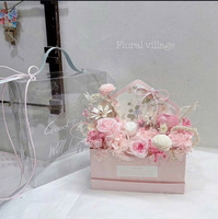 Boîte cadeau à fenêtre transparente, boîte à gâteau vintage à motifs floraux avec poignée, boîte d'emballage transparente pour desserts pour la fête des mères