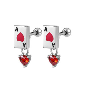 Pendientes de Acero Inoxidable 316L de Alta Calidad con Diseño de Cartas de Póker para Mujer, Venta al Por Mayor - Product Image 6
