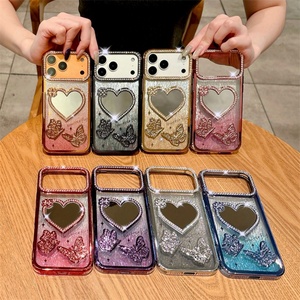 เคสโทรศัพท์เคลือบทองหรูหรา พร้อมฝาครอบกระจกเพชร สำหรับ iPhone 16 15 14 Plus, เคส iPhone 17 Pro Max รุ่นพรีเมียมสำหรับผู้หญิง - Product Image 1