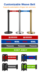 Metal Double Belt Line Custom Color Post Queue Retractable Bollard Barrier for <b>Roadway</b> <b>Safety</b> - Product Image 5