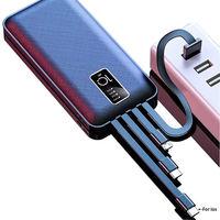 Batteries externes ultra-fines 10000 mAh haute capacité, charge rapide, câble intégré, écran LED, Micro USB, PVC