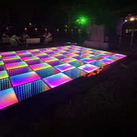 GEVV Portable Floor Dancing 3d Light Mirror Led Pixel Dance Floor Mat Carreaux magnétiques sans fil Panneau de verre pour la fête de mariage