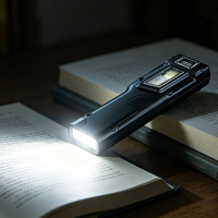 Torcia LED Ricaricabile con Indicatore Batteria, Doppio Interruttore, Sottile e Piatta, Torcia Tascabile, Luce da Lavoro Portatile, Luce per Ispezione USB