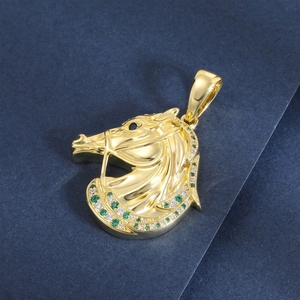 Colliers pendentifs de mode en zircon et CZ, motif animal et créature mythique, style hip-hop, pour hommes et femmes, vente en gros - Product Image 2