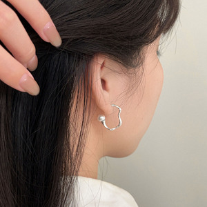 S925 Sterling <b>Silver</b> Heart Huggie Earrings For Women Minimalist <b>Studs</b> Everyday Wear Geometric Design - Product Image 2