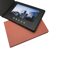 Brochure vidéo de luxe personnalisée en cuir PU 5 pouces 7 pouces 10 pouces carte-cadeau de voeux vidéo numérique écran LCD