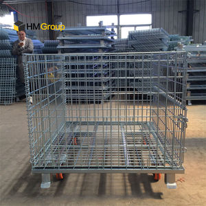 Dây thép lưới hàn bán buôn có thể gập lại warheouse kim loại công nghiệp <span class=keywords><strong>container</strong></span> với bánh - Product Image 4