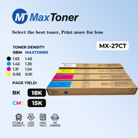 Cartouche de toner compatible MaxToner de qualité originale MX-27 MX27 pour imprimante Sharp MX-1800 2000 2300 2700 3500 3501 4500 4501 CMYK