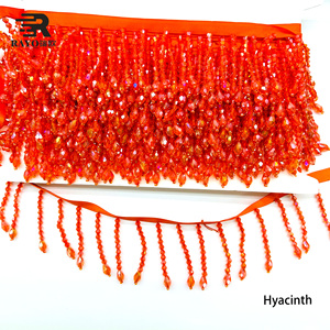 Handmade sang trọng pha lê Thủy Tinh Đính Cườm dance váy với 3D rìa tua trang trí SEW-on thạch và ren TRIM cho hàng may mặc - Product Image 3