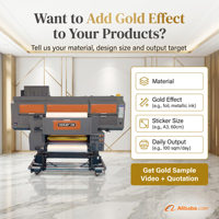 Impresora UV DTF de 60 cm con Solución de Lámina Dorada, Máquina de Transferencia de Película A/B, Tinta CMYK+Blanco+Verniz para Impresión de Productos Personalizados