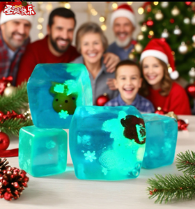 Christmas Night <b>Lights</b> Ice Block Squishy Toys Maltose Slow Rebound Night <b>Lights</b> Snowflake <b>Cube</b> Decompression Toys - Product Image 3