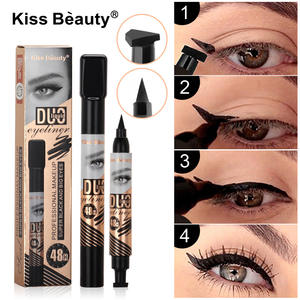 Kiss Beauty 2 in 1 Eyeliner Gel Hitam Tahan Air dengan Stempel Pensil 48 Jam Tahan Lama Pena Mata Label Pribadi 2713-03 - Product Image 5