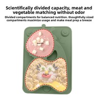 Assiette de sevrage pour bébé en silicone, motif girafe, rectangulaire, compartimentée, antidérapante, facile à nettoyer, avec ventouse