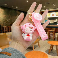 Kreative Kinder 3D-Form Gummi-Puppe Spielzeug Niedlicher Kawaii Baby-Engel Schlüsselanhänger mit UV-Druck Umweltfreundlich Langlebig