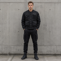 Blouson Bomber Tactique Décontracté Noir pour Homme, Multi-Poches, Style Aviateur, Coupe-Vent, Imperméable, Veste MA1, Techwear Y2K
