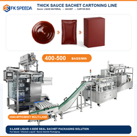 Machine d'emballage de sachets liquides multi-pistes haute vitesse avec ligne de cartonnage automatique pour l'emballage de sauces et de gels en boîtes de vente au détail