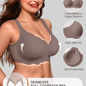 Soutiens-gorge en gelée pour femmes, sans armatures, à bords festonnés, push-up, ultra-doux, style T-shirt, sans coutures, couvrance totale, convertibles, pour le quotidien - Product Image 2