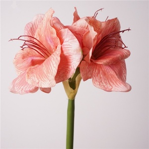 Haute qualité artificielle <span class=keywords><strong>Amaryllis</strong></span> ampoules <span class=keywords><strong>fleur</strong></span> blanc rose 3 têtes soie tissu <span class=keywords><strong>fleur</strong></span> artificielle pour la décoration de mariage à la maison - Product Image 5