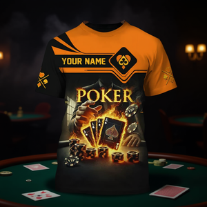 Maglietta Personalizzata con Nome e Stampa Integrale a Tema Poker, Grafica da Casinò, Manica Corta per Uomo - Product Image 3