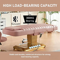 Table de soin électrique rose doré à 3 moteurs pour spa facial, lit de beauté inclinable pour salon et mobilier de spa médical