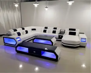 उच्च गुणवत्ता Lunxury चमड़े के सोफे सुपर आधुनिक शैली के नेतृत्व में सोफे कमरे में रहने वाले सोफे