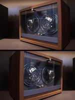 Boîte à remontoir de montre en bois, plusieurs positions, LED bleue, couvercle en verre transparent pour montre automatique, étui cadeau haut de gamme pour homme d'affaires