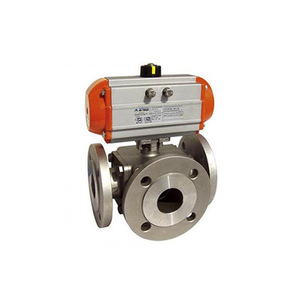 Vanne à bille pneumatique à trois voies Q644F/Q645F, 2 pouces, en acier au carbone, pour l'utilisation de l'eau à température normale - Product Image 1