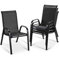 Chaise empilable démontable en métal FC1064K KD, style moderne et épuré, pour mobilier d'extérieur, jardin, patio, balcon, loisirs