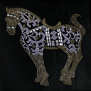 Patch thermocollant intemporel tête de <span class=keywords><strong>cheval</strong></span> en strass, motif chevalier en cristal pour tenue assortie de couple, cadeau d'anniversaire pour amoureux, fournisseur - Product Image 3