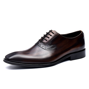 Chaussures en cuir formelles britanniques pour hommes, à bout pointu, en cuir véritable, grande taille, chaussures Oxford, chaussures pour hommes fabriquées à la main - Product Image 1