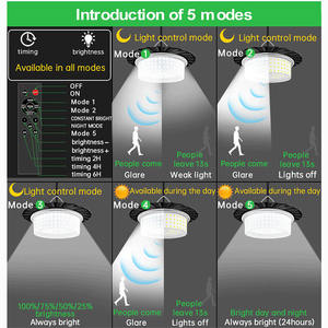 244 <span class=keywords><strong>LED</strong></span> năng lượng mặt trời cảm biến chuyển động Mặt dây Đèn Dimmable chiếu sáng điều khiển từ xa IP65 không thấm nước trong nhà Đèn sân vườn - Product Image 5