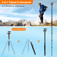 Trépied professionnel pour caméra vidéo 2m en aluminium avec monopode détachable, niveau à bulle, verrouillage à bascule, portable