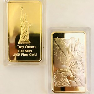 Barra Conmemorativa Chapada en Oro con Diseño Estadounidense Personalizado OEM, Venta al por Mayor de Recuerdos con la Estatua de la Libertad y el Águila - Product Image 6