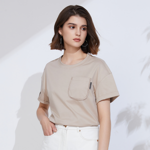 ฤดูร้อนแขนสั้น<span class=keywords><strong>เสื้อผ้า</strong></span>ขายส่งพรีเมี่ยมหรูหราเสื้อผ้าสตรีหวีผ้าฝ้ายเสื้อยืดผ้าลินินTeeเสื้อ - Product Image 3
