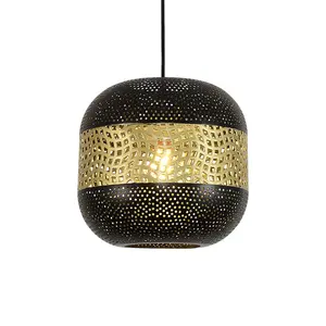 Indoor Handcrafted Brass Moroccan Beaded Lantern Pendant Lights For Home Iron Moroccan Lighting Fixture