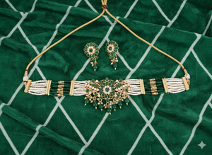 Designer High Gold Polish Fancy Style Antique Jewellery <b>Beaded</b> Choker Necklace <b>Set</b> Beautiful Party Wear Traditional Design - Product Image 6