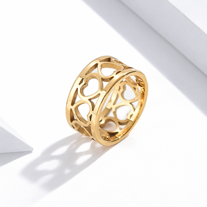 แหวนรูปหัวใจ สแตนเลสสตีล ชุบทอง 14K แบบสุญญากาศ เครื่องประดับ - Product Image 1